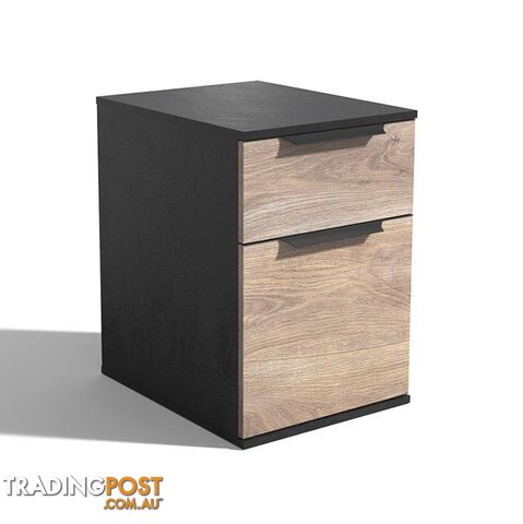 TRIBECA 2 Drawer Filing Cabinet - Warm Oak & Black - WF-N05 - 9334719011530