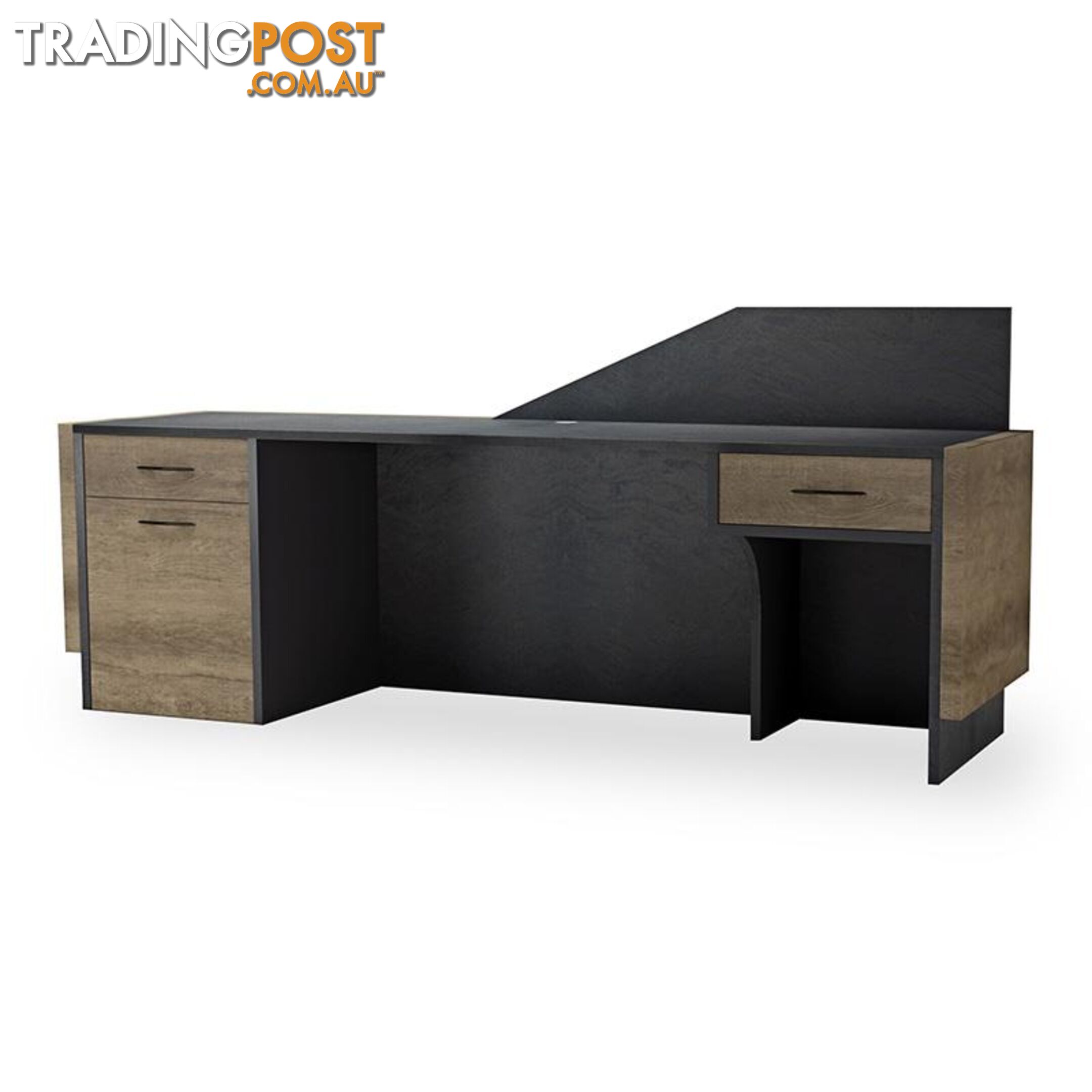 CONROY 2.4M Reception Desk Right Panel - Warm Oak & Black - WF-NT033-R - 9334719004532