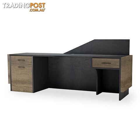 CONROY 2.4M Reception Desk Right Panel - Warm Oak & Black - WF-NT033-R - 9334719004532