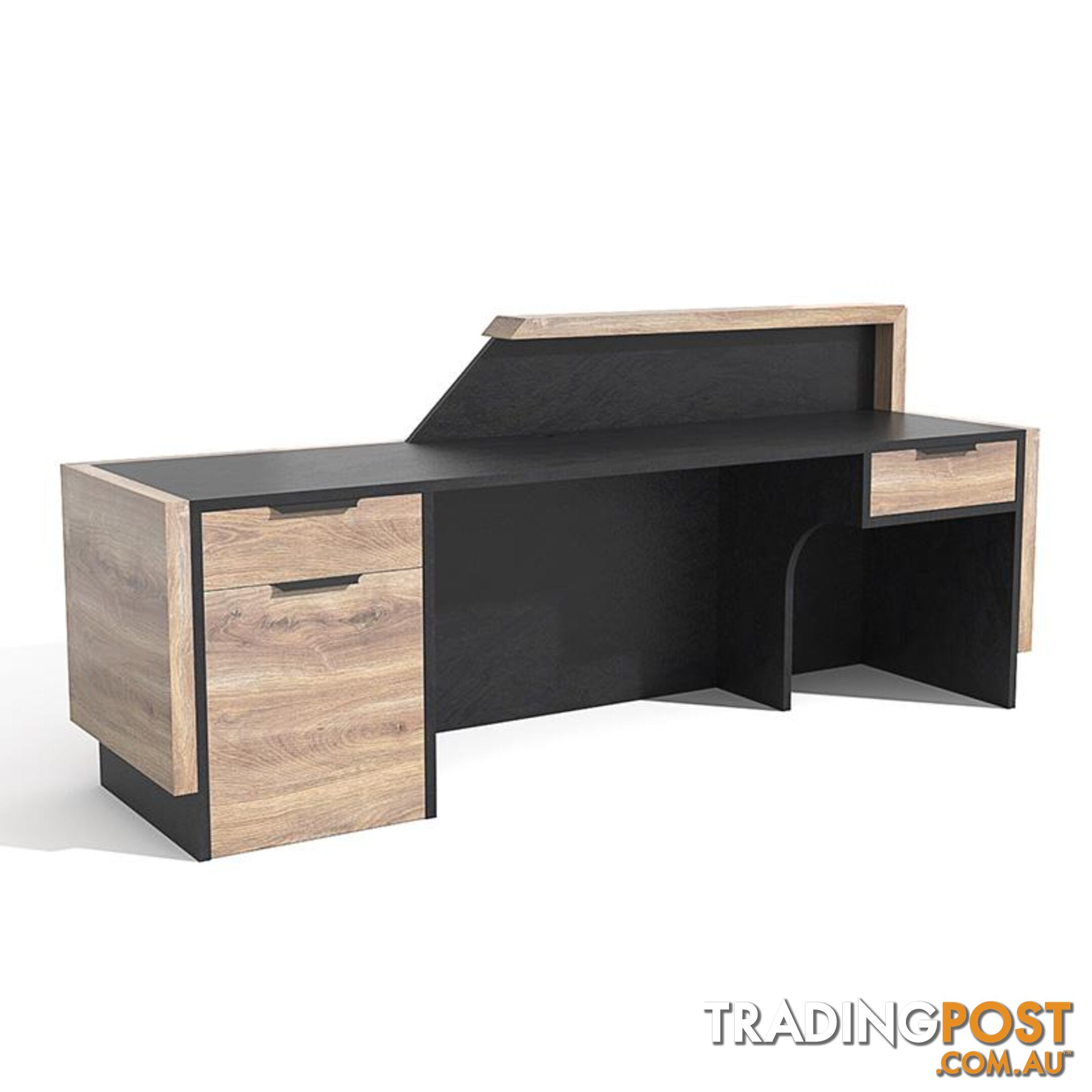 CONROY 2.4M Reception Desk Right Panel - Warm Oak & Black - WF-NT033-R - 9334719004532