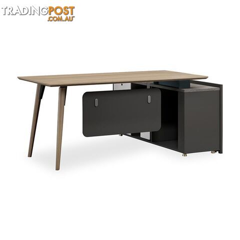 BAXTER Executive Desk Left Return 1.8M - Oak, Acacia Grey & Ivorie - MF-13NZJ003 - 9334719010465