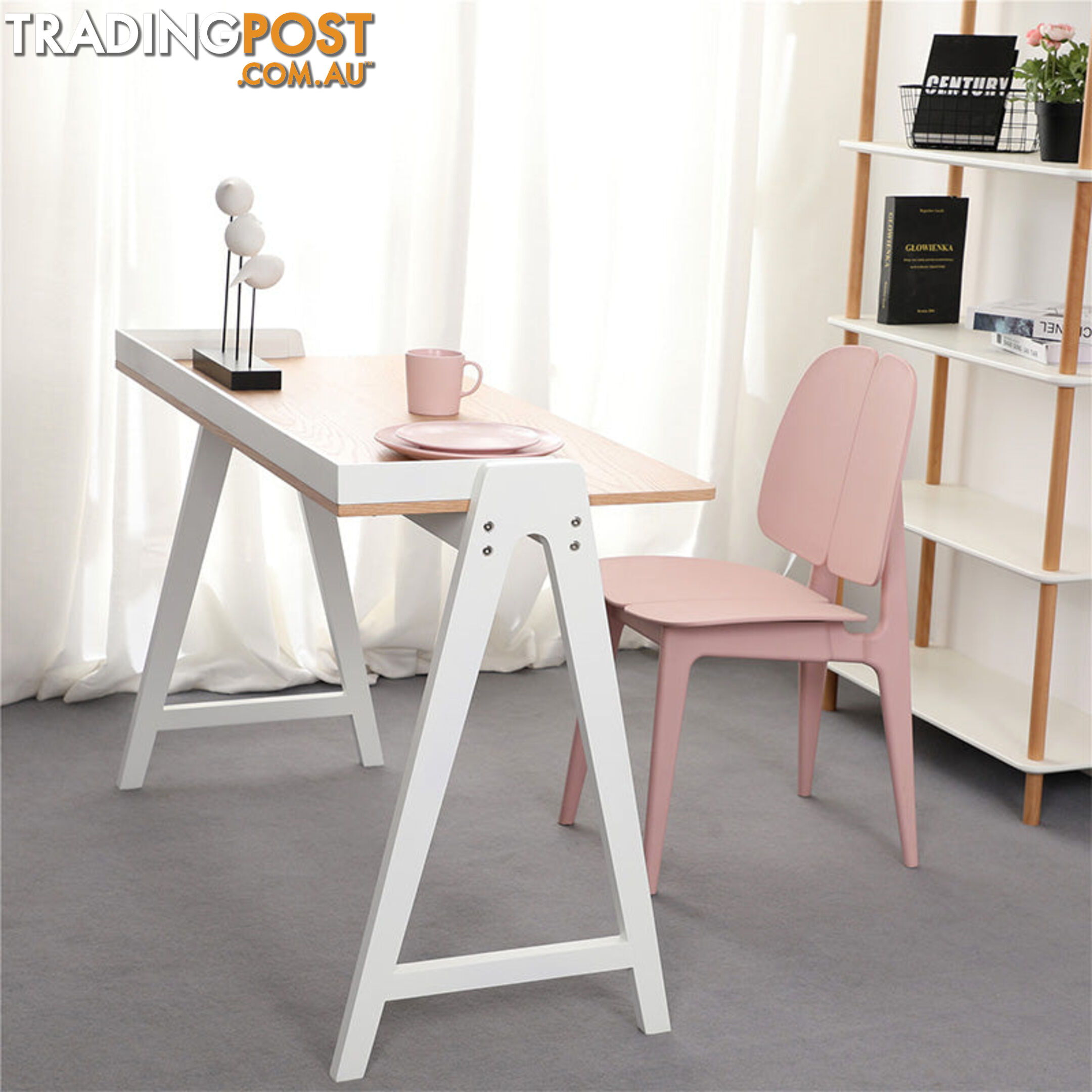YARA Study Desk 118cm - White & Natural - BB-T002-W - 9334719012087