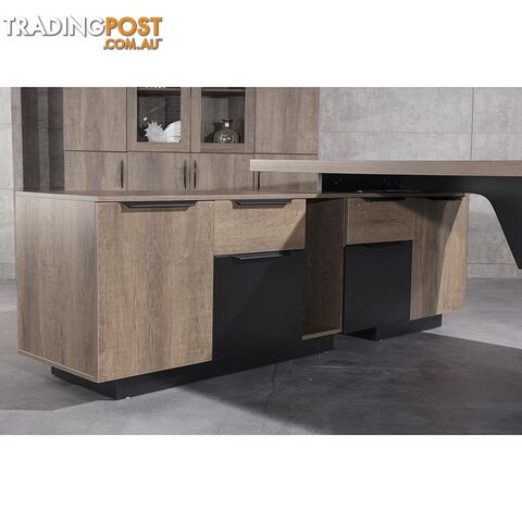 BALDER Executive Desk with Left Return 1.8-2.0M - Warm Oak & Black - WF-M2505-L - 9334719011455