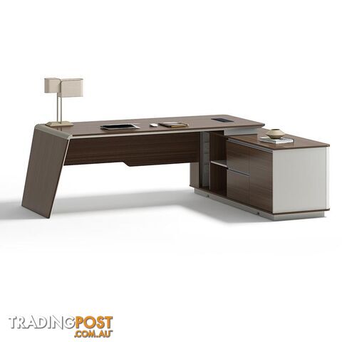 ANDERS Executive Desk Reversible Return 2.4M - Australian Gold Oak & Beige - DF-TIAN-D0224 - 9334719011172