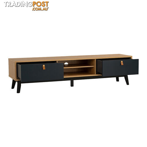 CASTOR Entertainment TV Unit 180cm - Natural, Navy Blue & Black - 336054 - 9334719012209