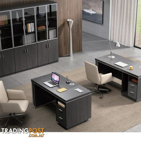 MATEES Executive Desk Reversible 1.6M - Grey/ Brown - DF-BJSX1616 - 9334719010373