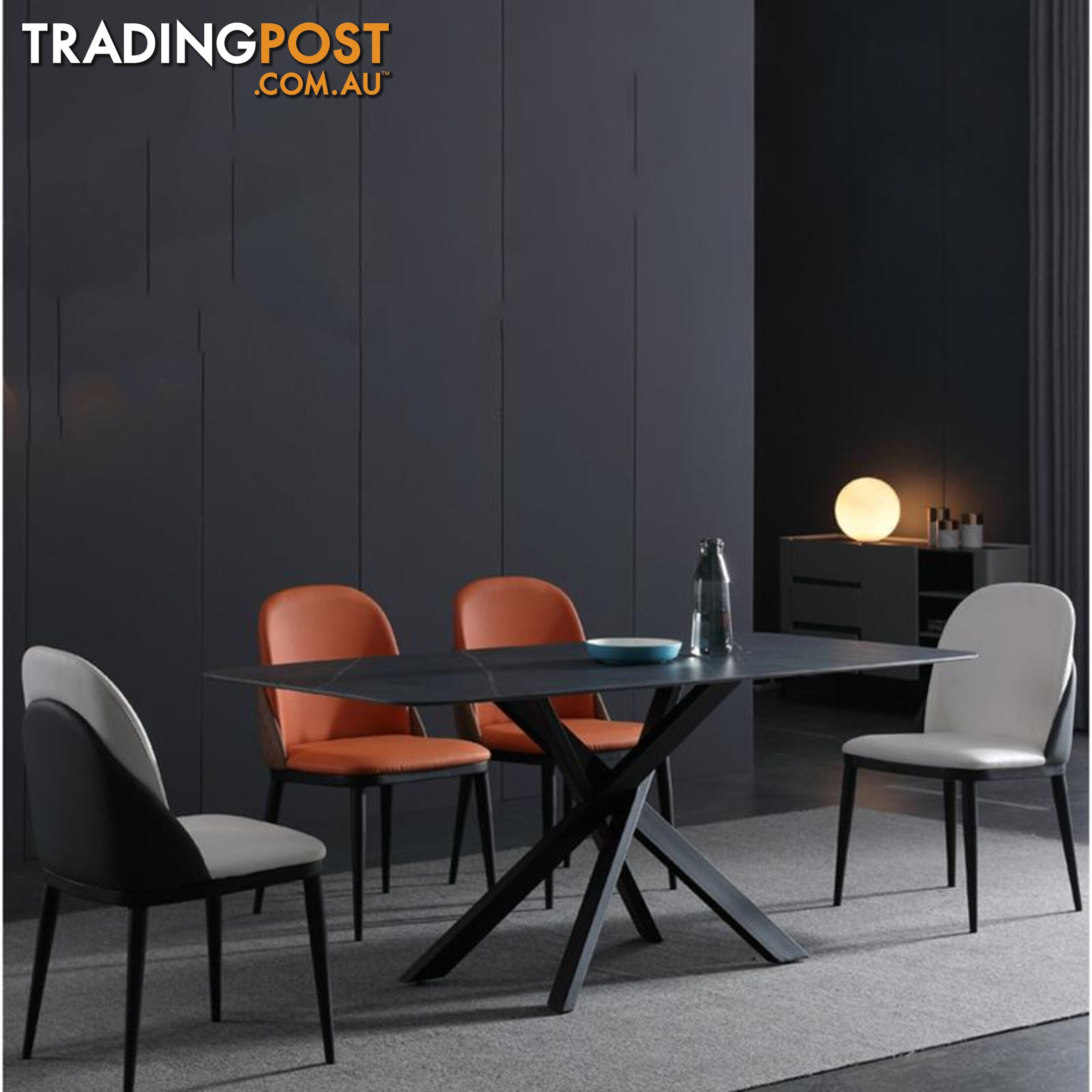 KIANA Sintered Stone Dining Table - 180cm - Black - WF-PL002 - 9334719009889