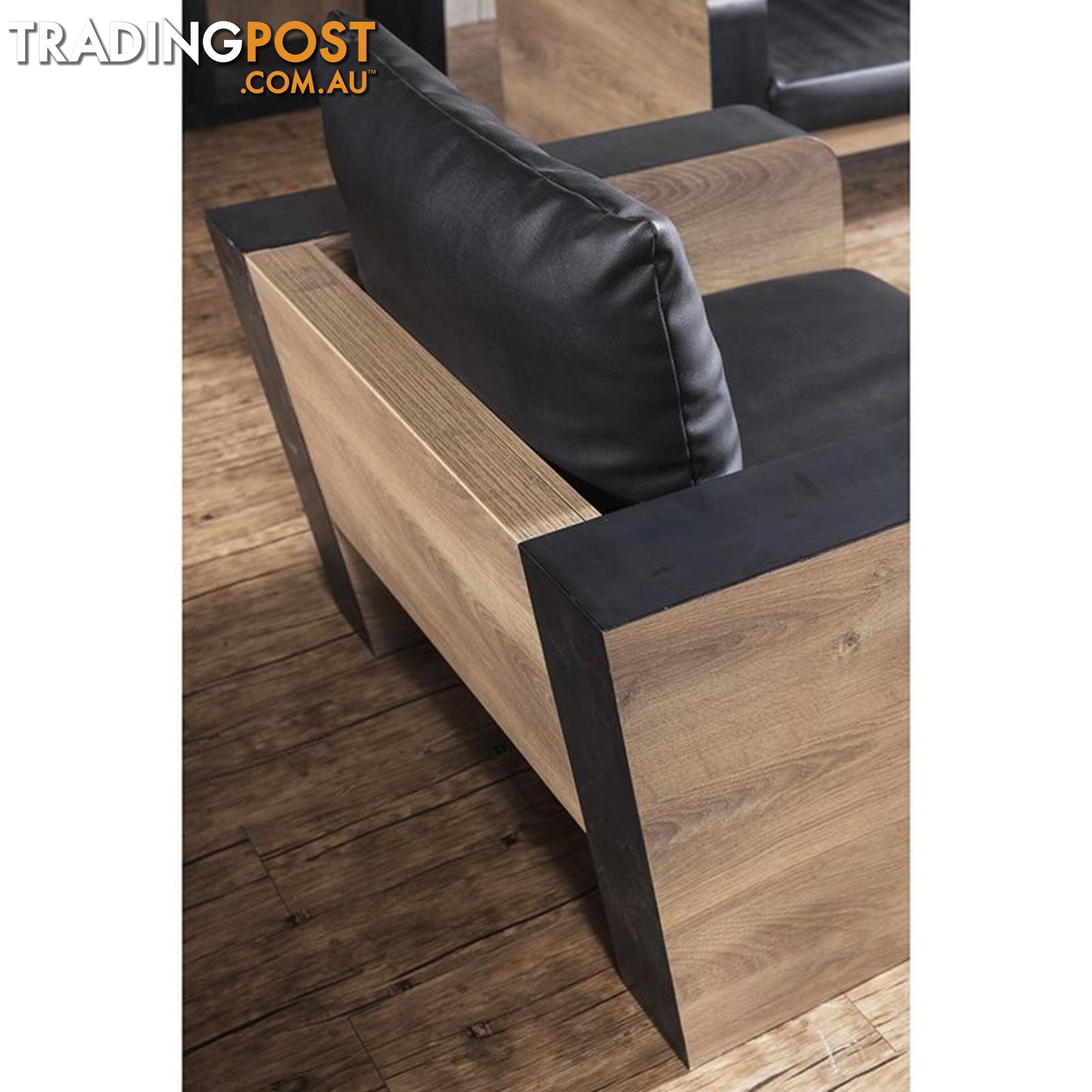 FRANCO Three Seater Sofa - Warm Oak & Black - WF-N2821-3 - 9334719004006
