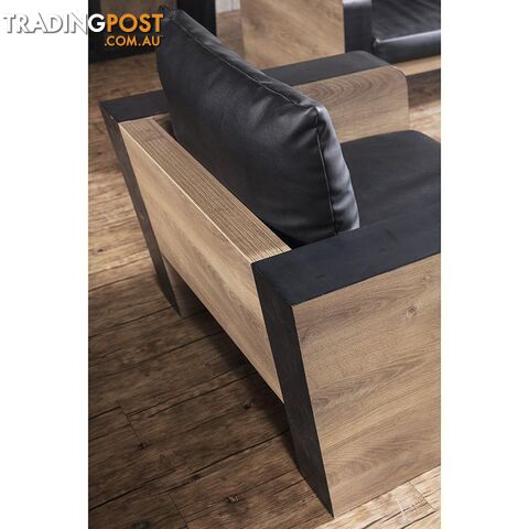 FRANCO Three Seater Sofa - Warm Oak & Black - WF-N2821-3 - 9334719004006