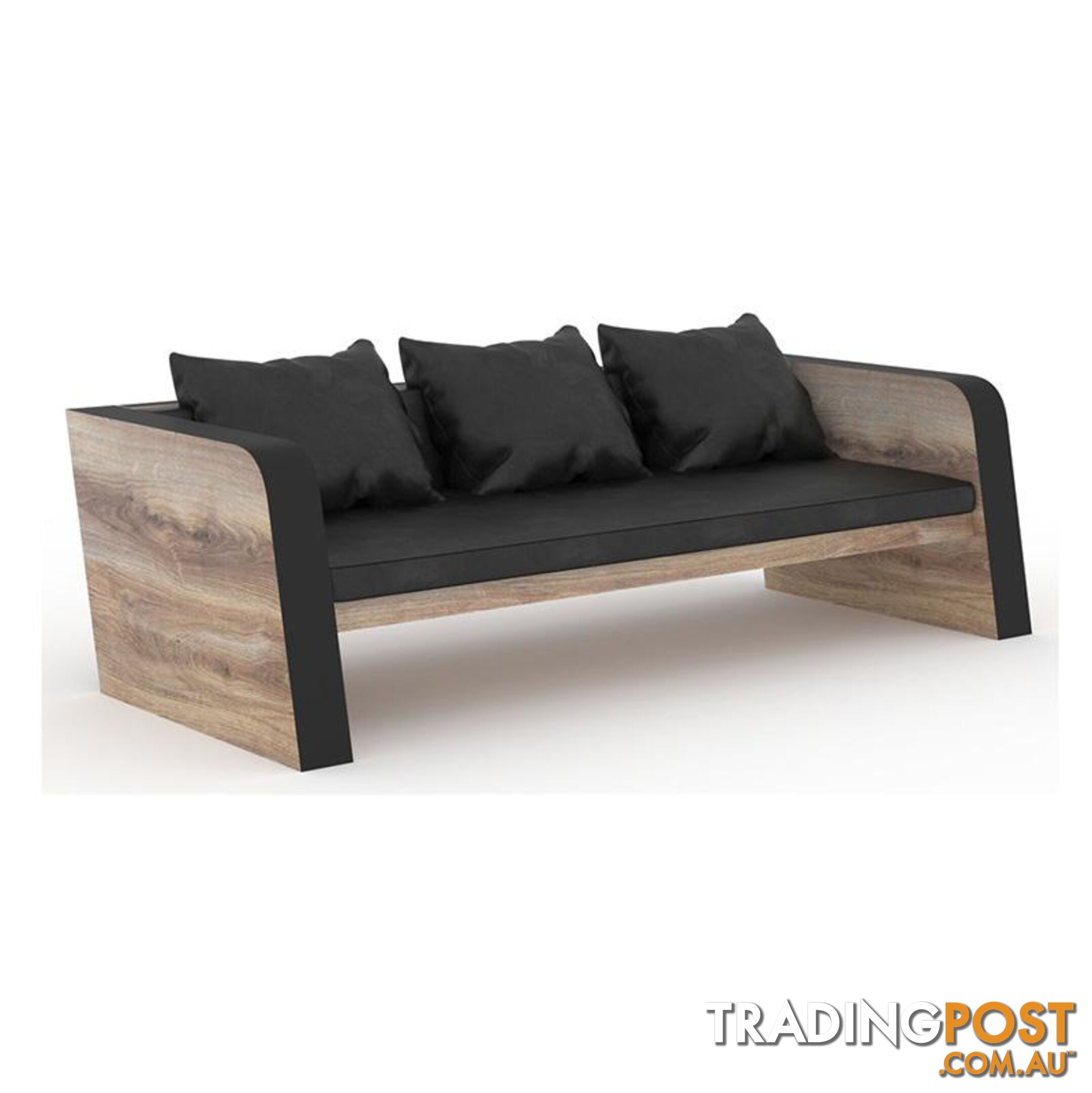 FRANCO Three Seater Sofa - Warm Oak & Black - WF-N2821-3 - 9334719004006