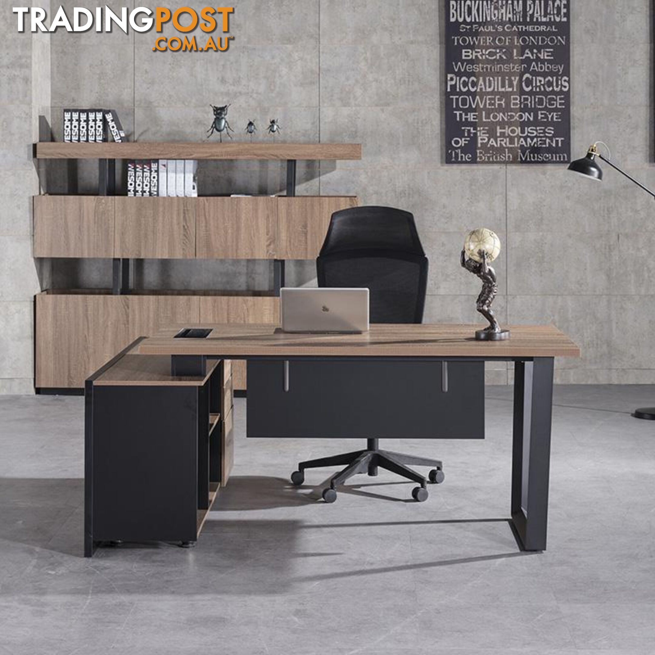 ADRIANO Executive Office Desk with Right Return 1.8M - Light Brown - WF-EW003-R - 9334719003832