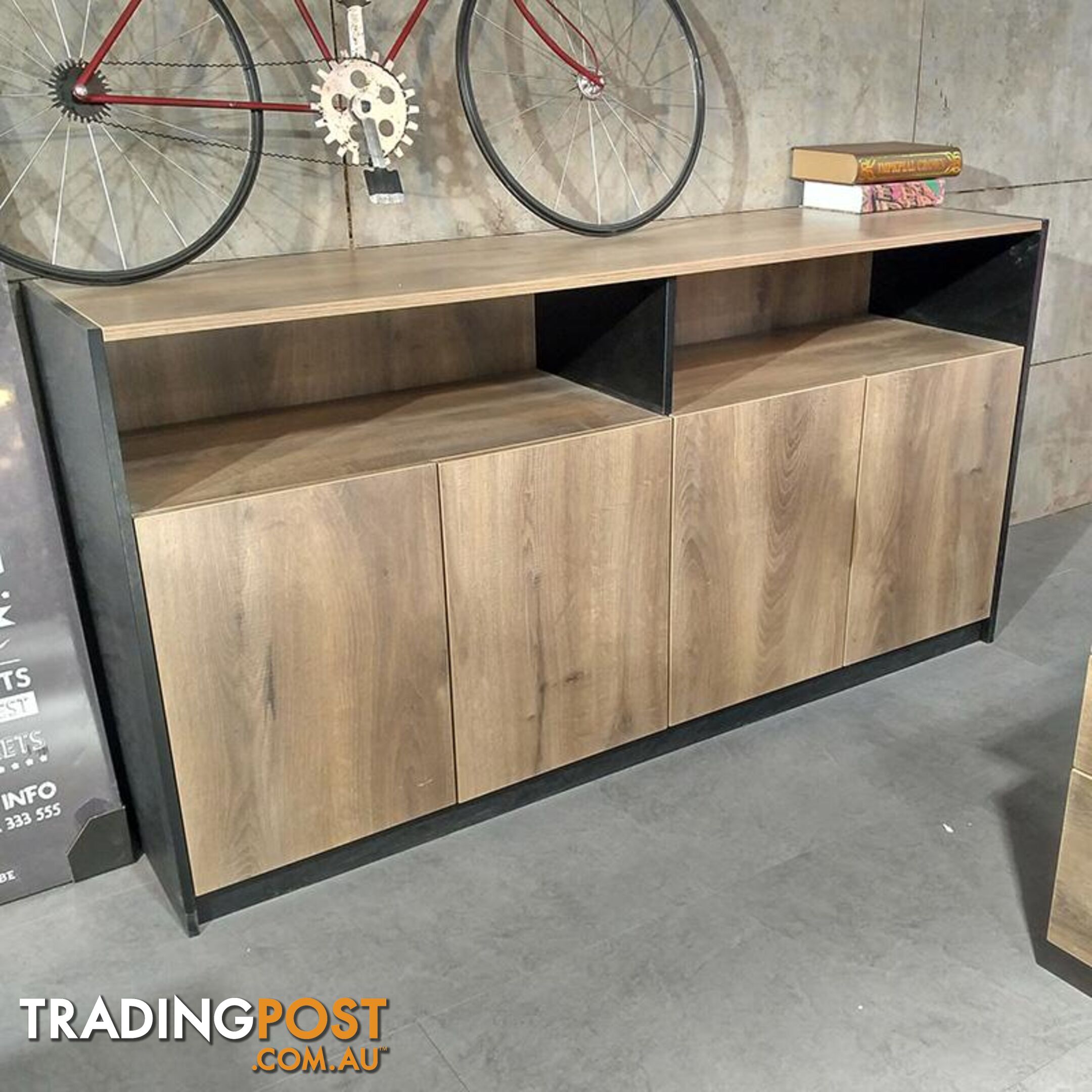 ARTO Credenza Cabinet Large 1.57M - Warm Oak & Black - WF-NWS006 - 9334719004334