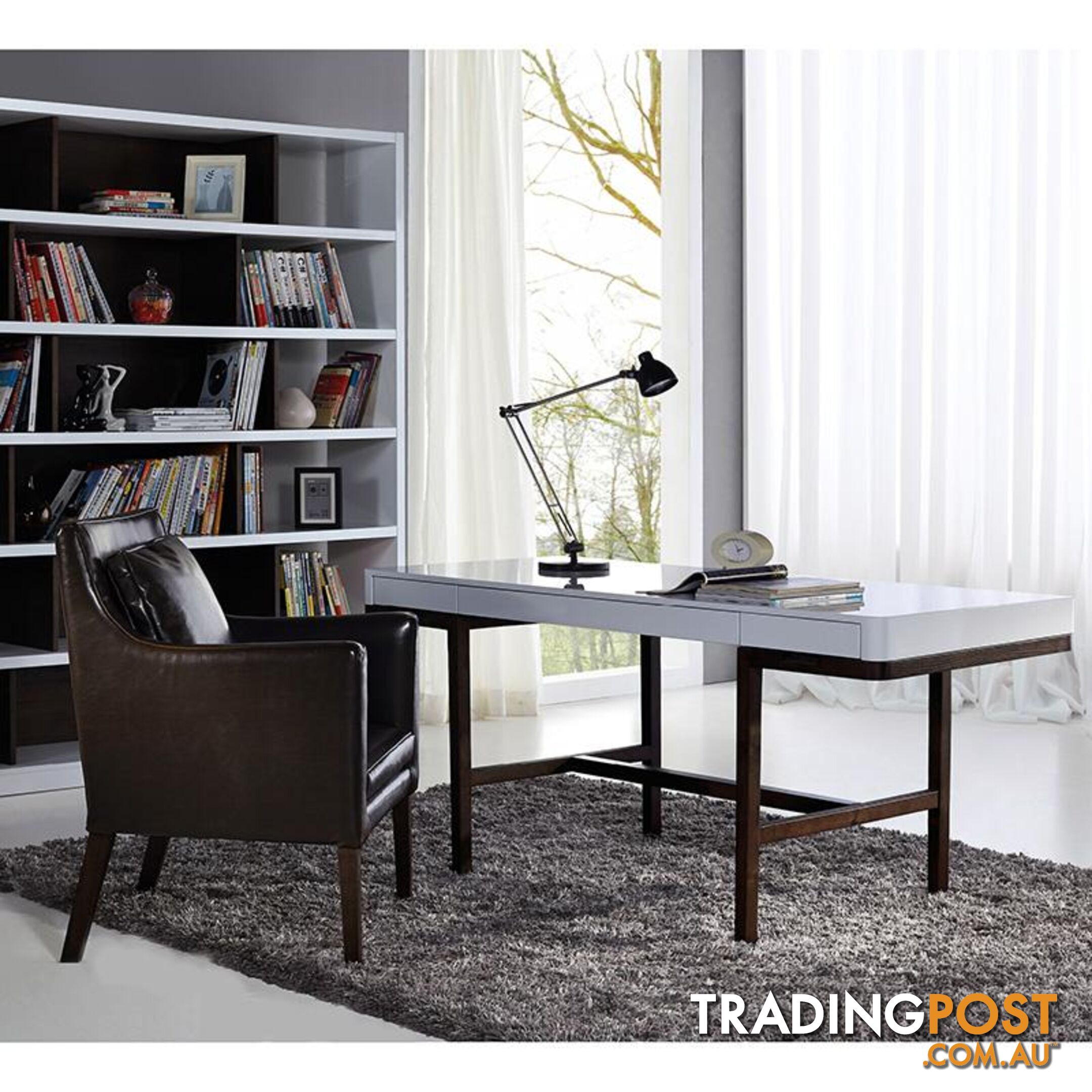 Nelo Study Desk/Console  - 166cm - White High Gloss - LI-H9173 - 9334719002804