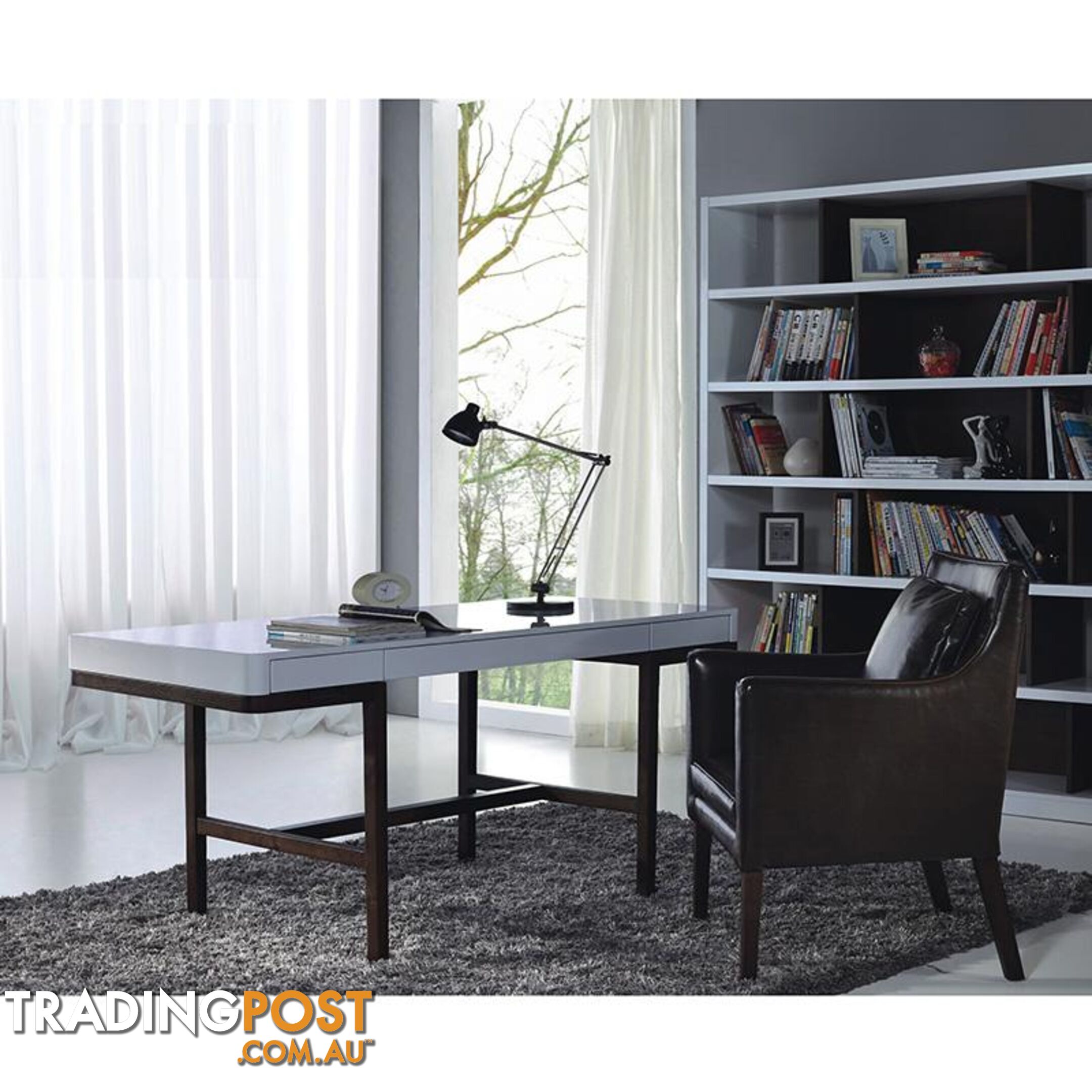 Nelo Study Desk/Console  - 166cm - White High Gloss - LI-H9173 - 9334719002804