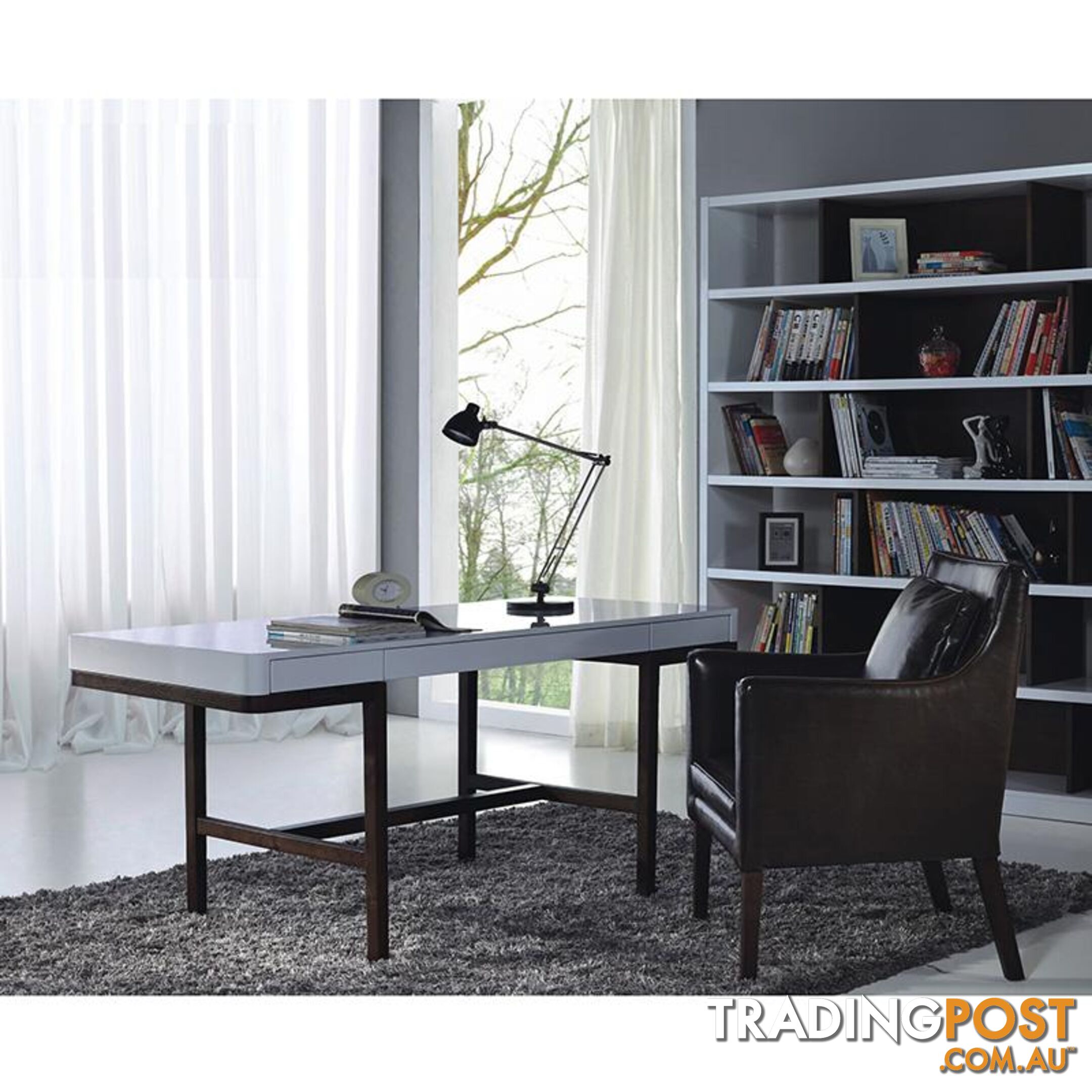 Nelo Study Desk/Console  - 166cm - White High Gloss - LI-H9173 - 9334719002804