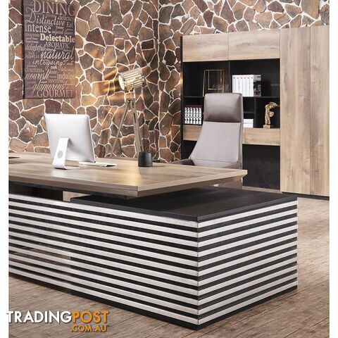 PHOENIX Executive Desk with Right Return 2.8M - Warm Oak & Black - WF-N2801-R - 9334719003863