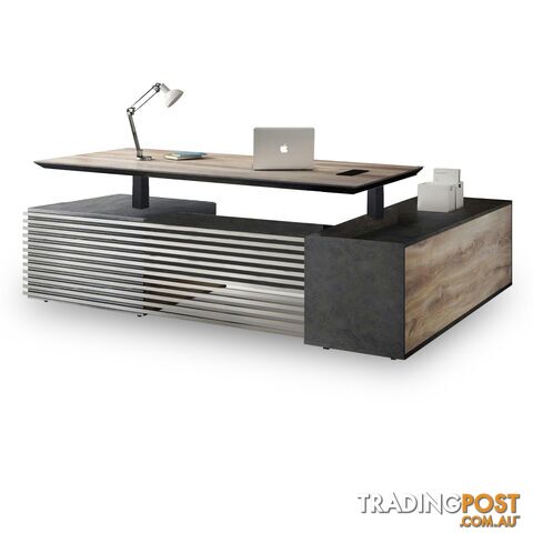 PHOENIX 2.0 - Sit Stand Electric Lift Executive Desk with Left Return 2.8m - Warm Oak & Black - WF-N2801-L-SU - 9334719010212