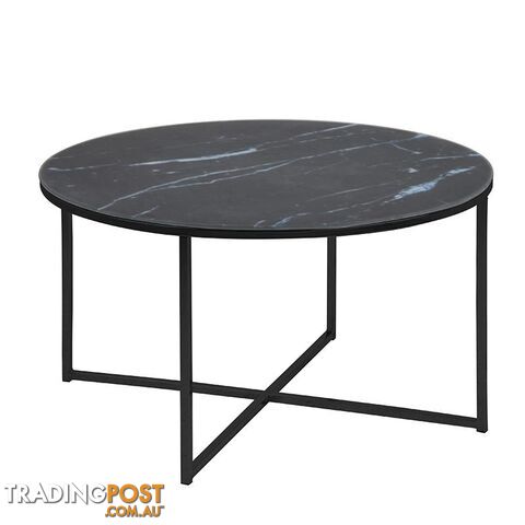 KOLINA Marble Glass Round Coffee Table 80cm - Black - AC-0000069558 - 5705994925562