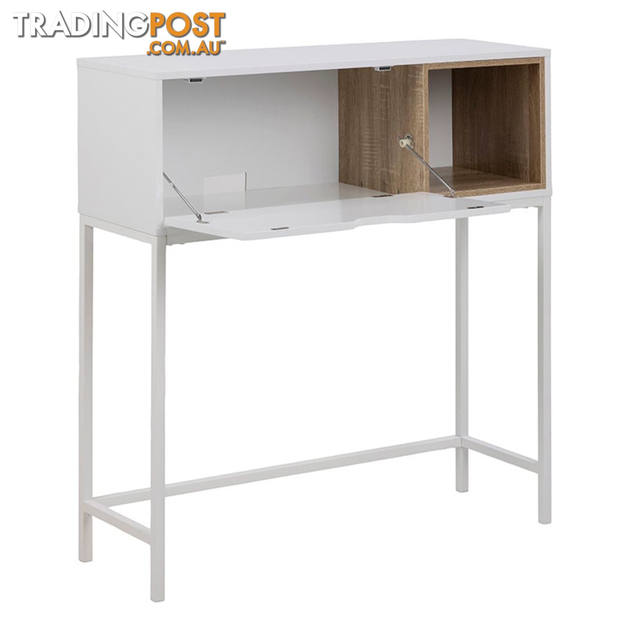 BATLEY Study Desk Console 91.5cm - White & Natural - AC-0000081946 - 5713941068095