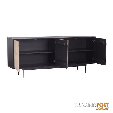 RADLEY Sideboard 180 cm Solid Mango Wood - Natural & Black - LX-2104 - 9334719011943