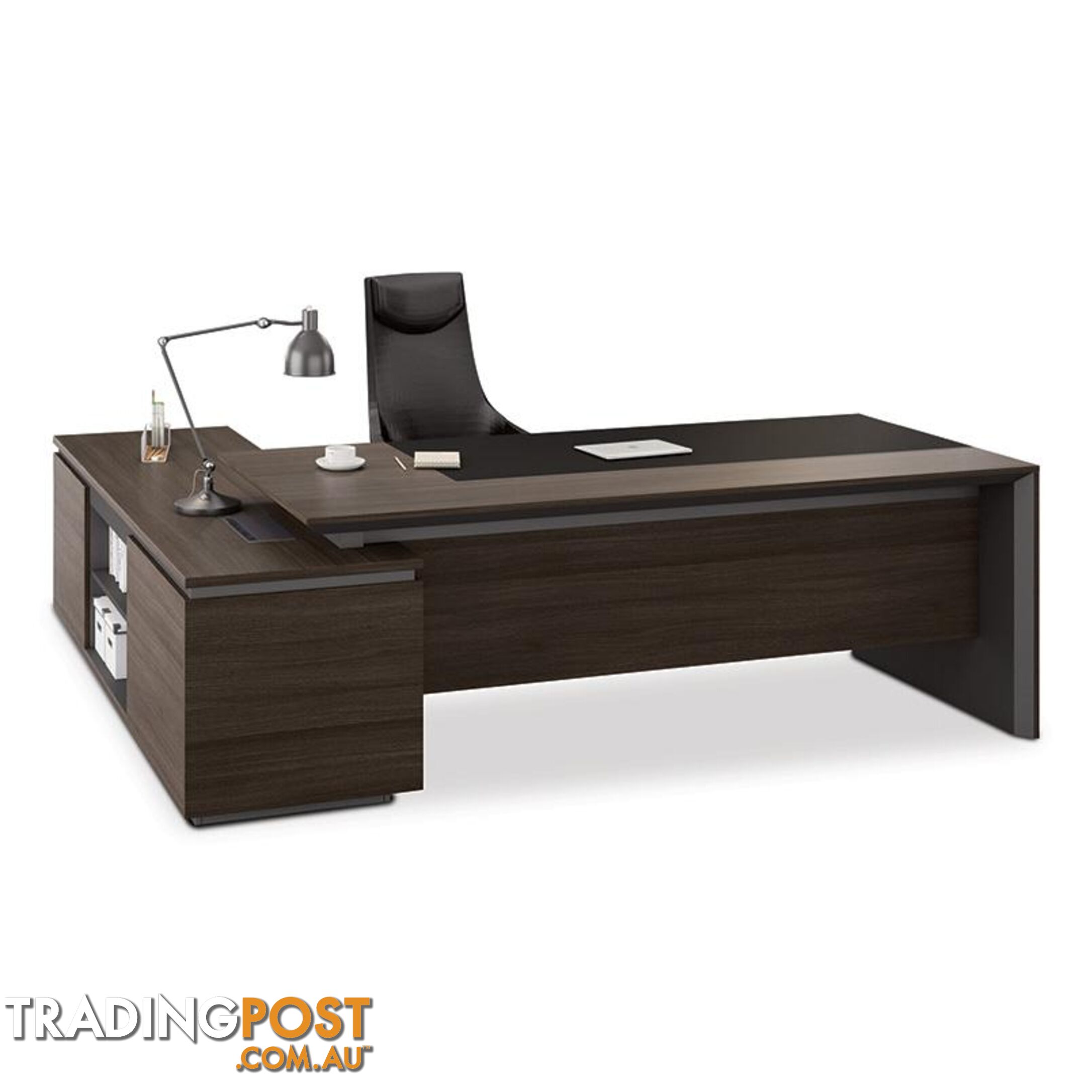 CARTER Executive Office Desk with Right Return 2.2M - Coffee & Charcoal - MF-22MKD164 - 9334719001302