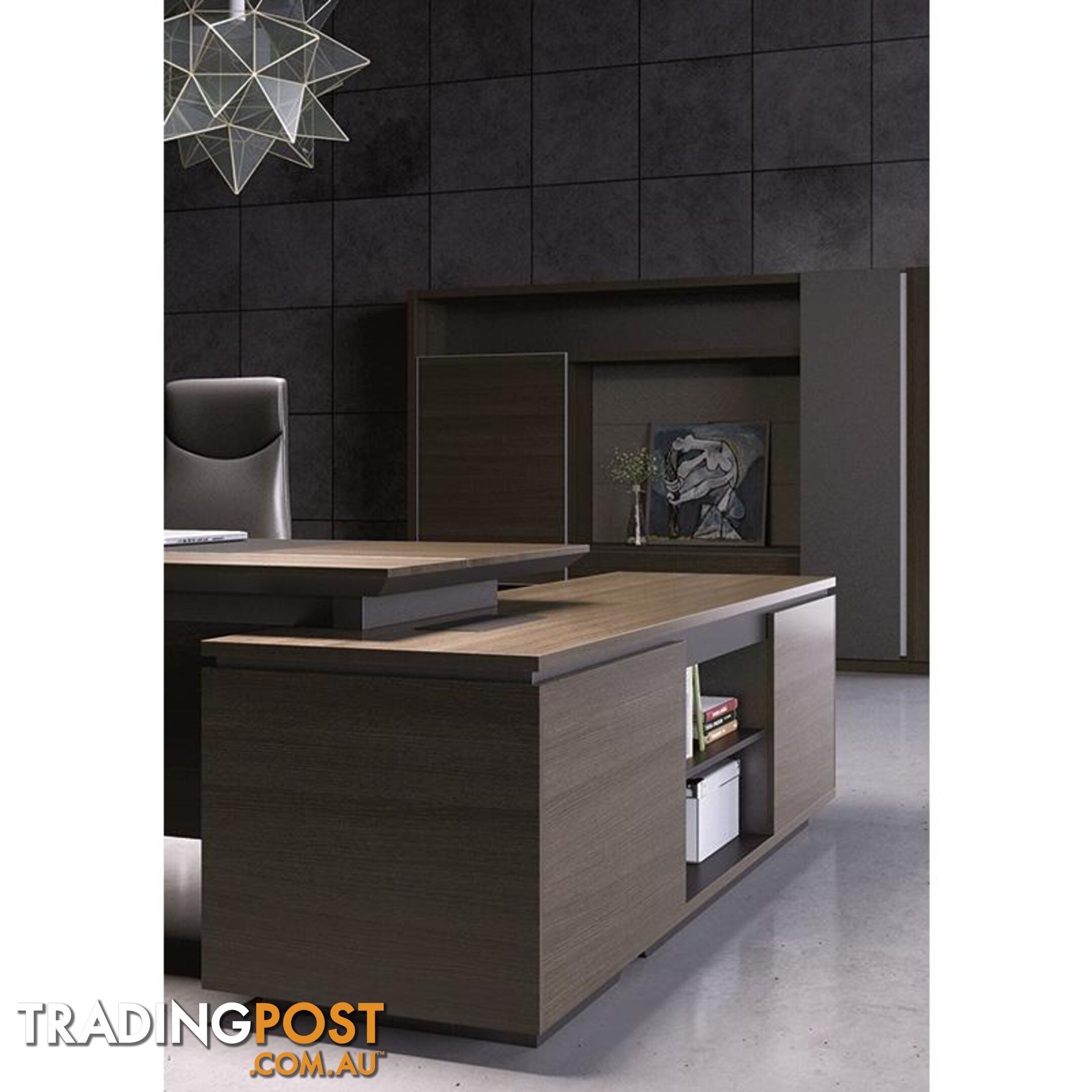 CARTER Executive Office Desk with Right Return 2.2M - Coffee & Charcoal - MF-22MKD164 - 9334719001302