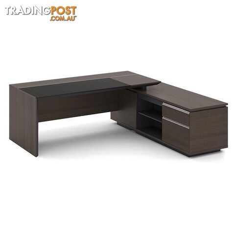 CARTER Executive Office Desk with Right Return 2.2M - Coffee & Charcoal - MF-22MKD164 - 9334719001302