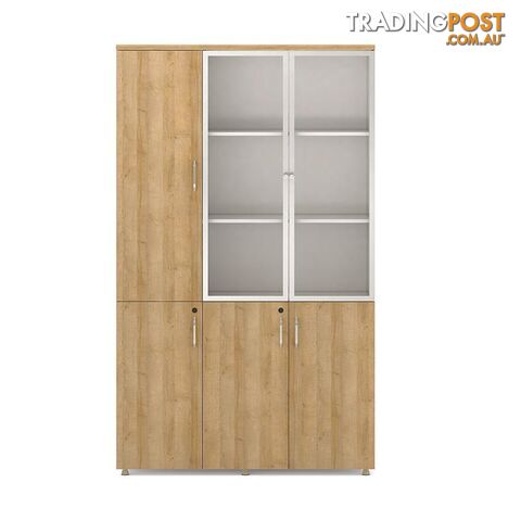 ZIVA Display Cabinet 3 Door Bookcase 120cm -  Kaldi wood + Brown - MF-22BKH319 - 9334719010724