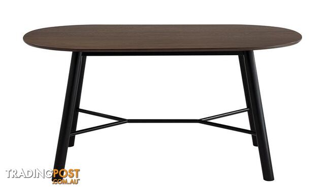 HAROLD Dining Table 160cm - Black & Walnut - 145093 - 9334719000688