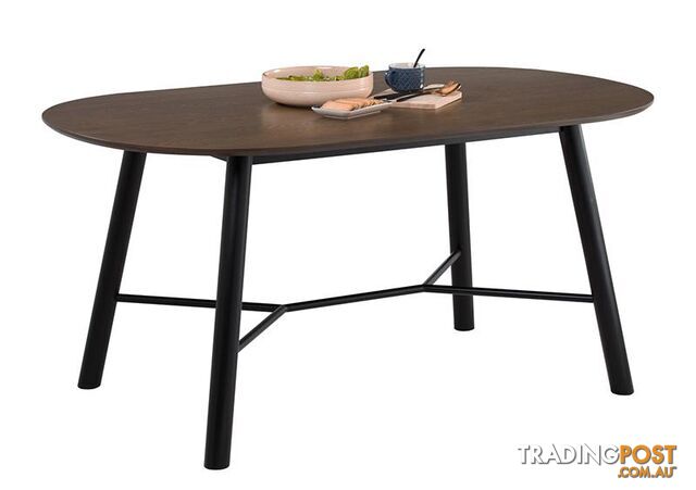 HAROLD Dining Table 160cm - Black & Walnut - 145093 - 9334719000688