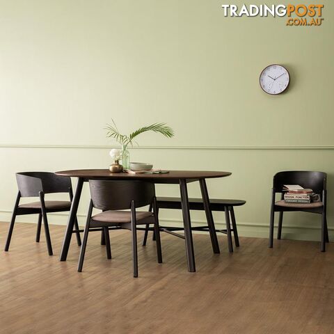 HAROLD Dining Table 160cm - Black & Walnut - 145093 - 9334719000688