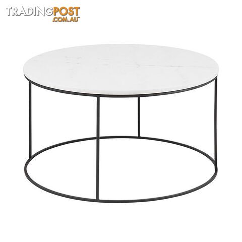 LUCIO Round Marble Coffee Table 80cm - White & Black - AC-H000020992 - 5705994970210