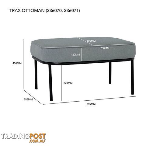 TRAX Oval Footstool 80cm - Pale Silver - 236070 - 9334719007205