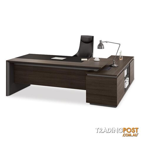 Carter Executive Office Desk with Left Return 2.2M - Coffee & Charcoal - MF-22MKD163 - 9334719001296