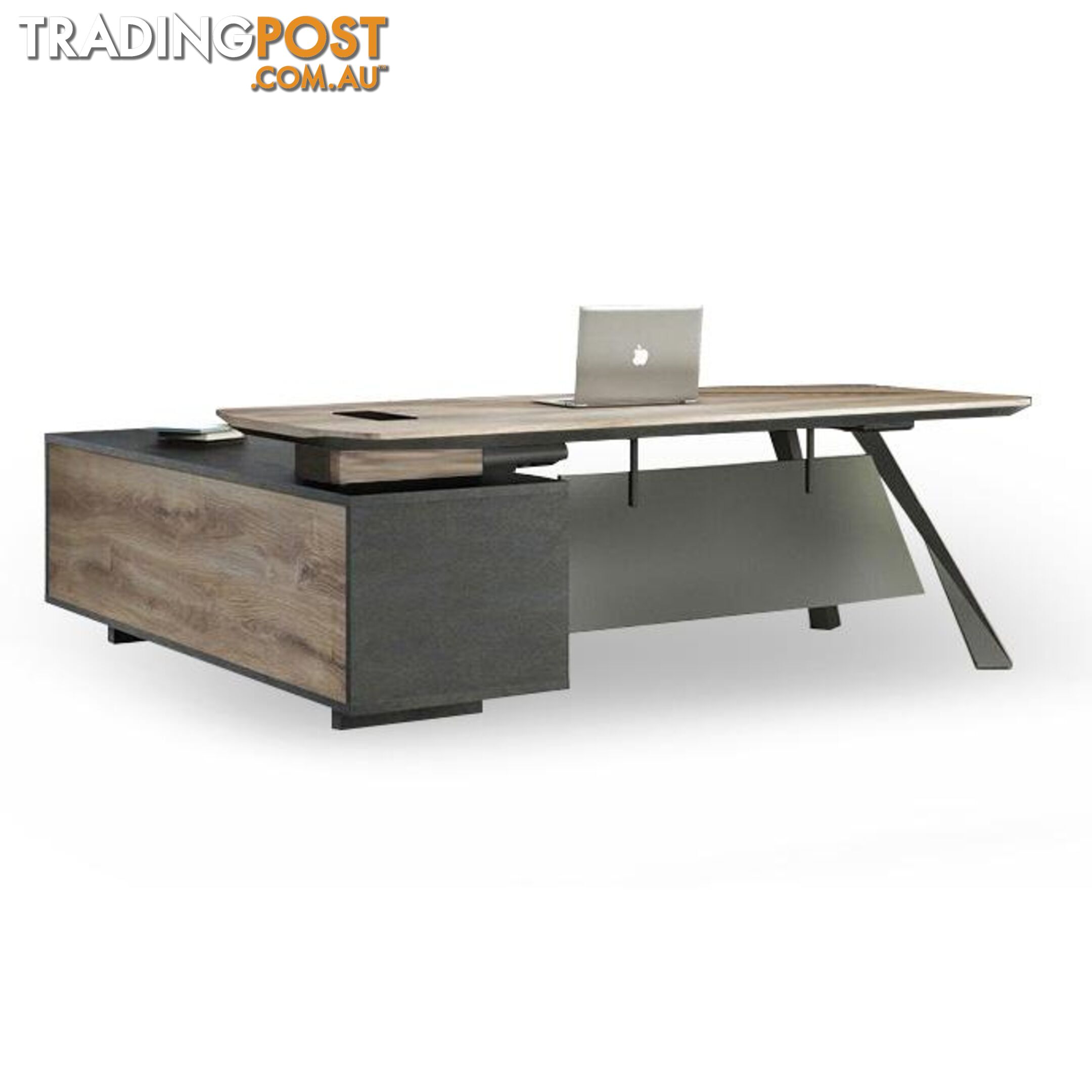 EASTON Executive Desk with Right Return 2.2M - Warm Oak & Black - WF-N2805-R - 9334719003948