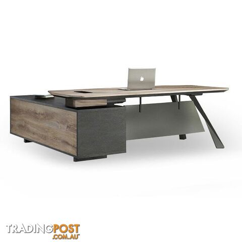 EASTON Executive Desk with Right Return 2.2M - Warm Oak & Black - WF-N2805-R - 9334719003948