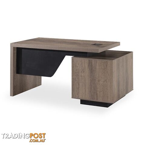 KELLEN Executive Desk with Left Return 1.6-1.8M - Warm Oak & Black - WF-M2508-L - 9334719011493