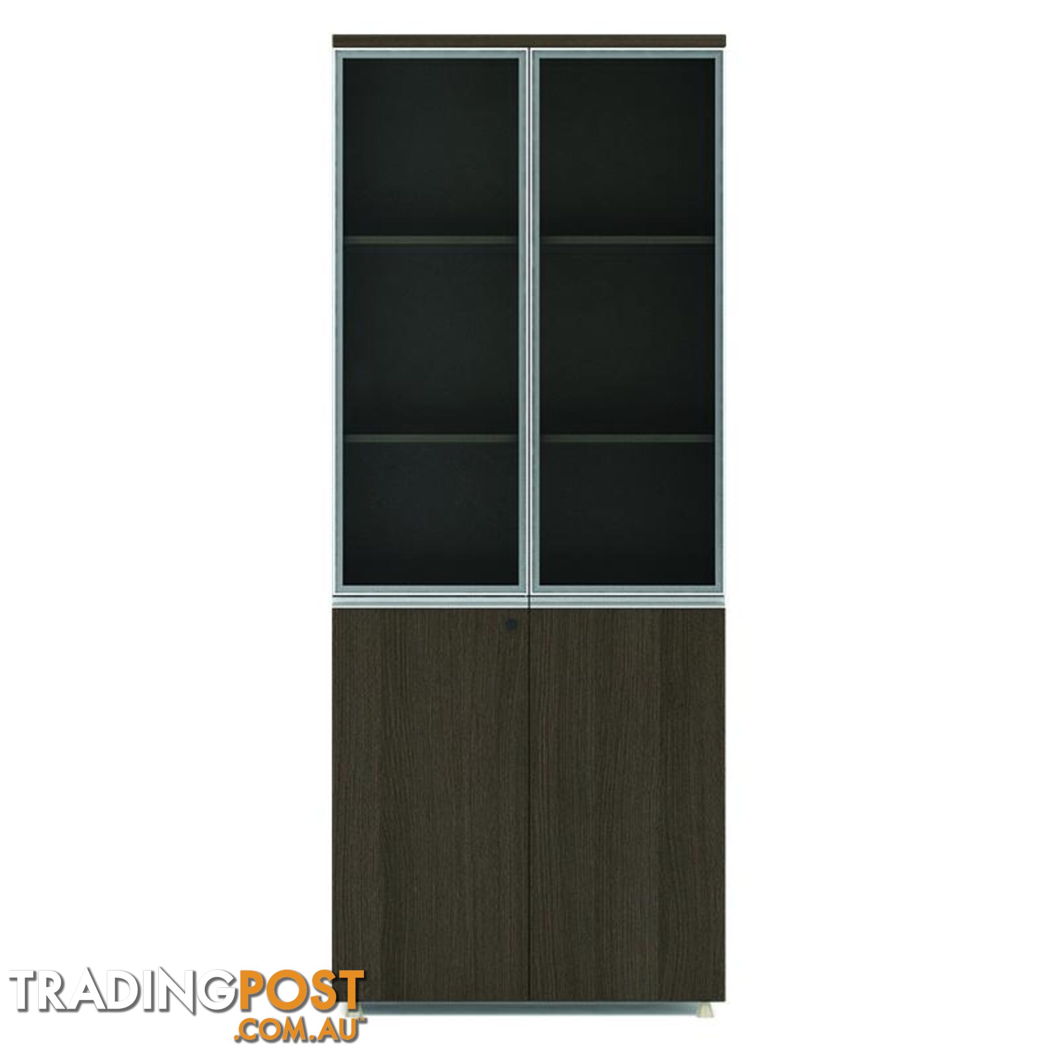 CARTER Display Unit 2 Door Bookcase 80cm -  Coffee Grey - MF-22BKD218 - 9334719010106