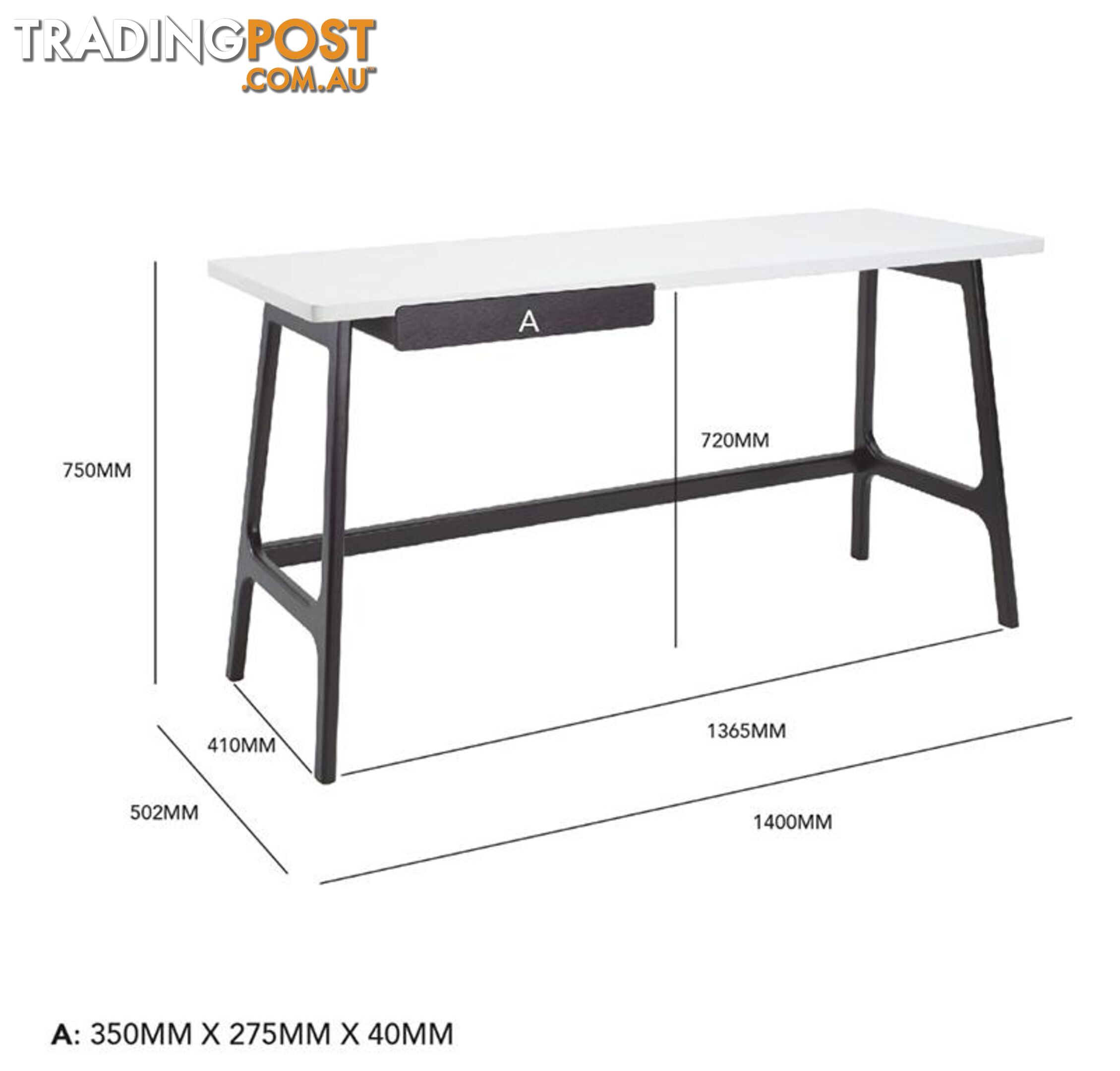 MOREY Study Desk - White & Black - 1349033 - 9334719005348