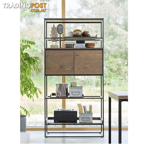 RIVOLI Display Unit 1.8M - Smoked Oak & Black - 40833020 - 5704745088433