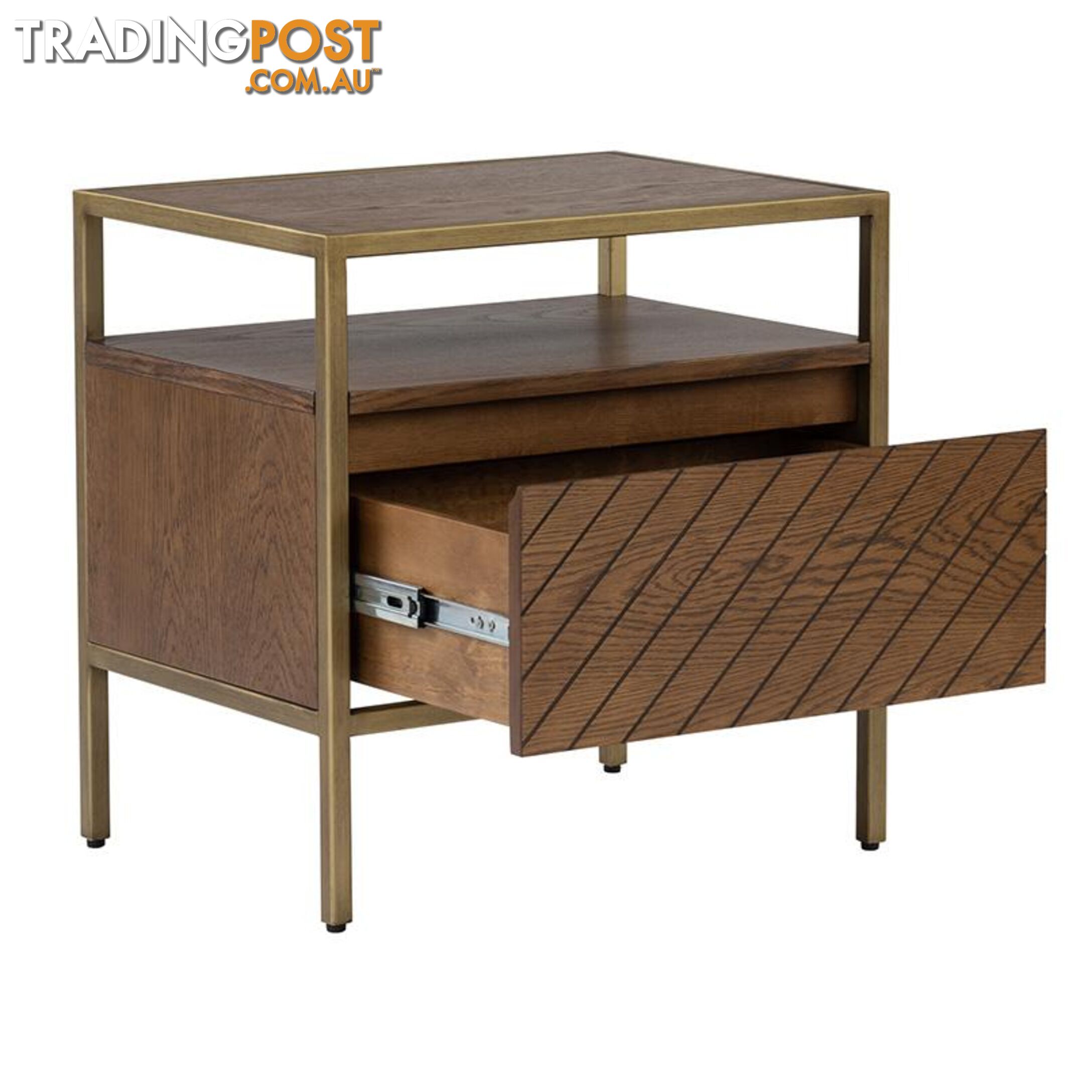 WILLINGHAM Bedside Table - Brass & Wood - 151019 - 9334719000718