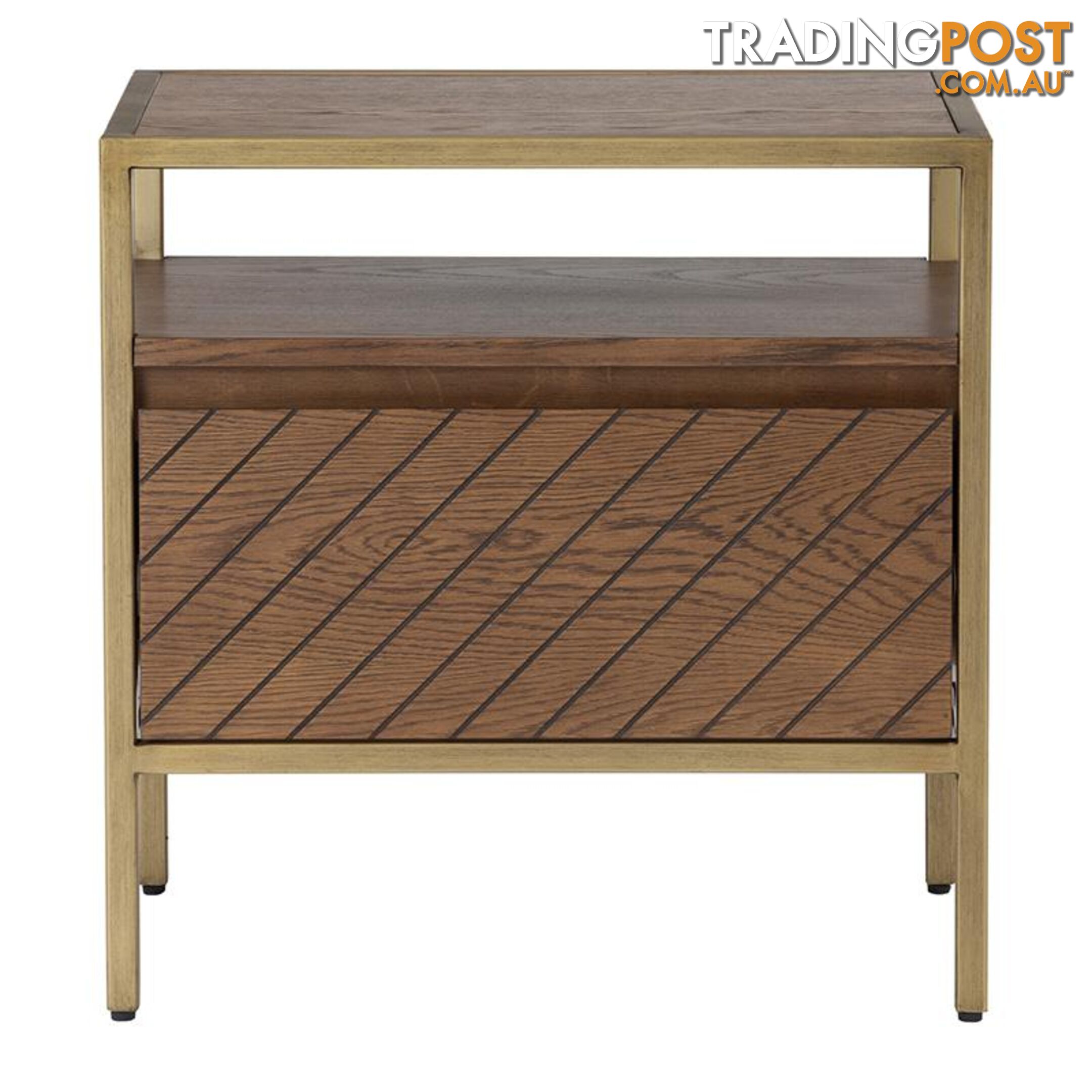 WILLINGHAM Bedside Table - Brass & Wood - 151019 - 9334719000718