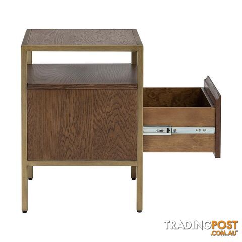 WILLINGHAM Bedside Table - Brass & Wood - 151019 - 9334719000718