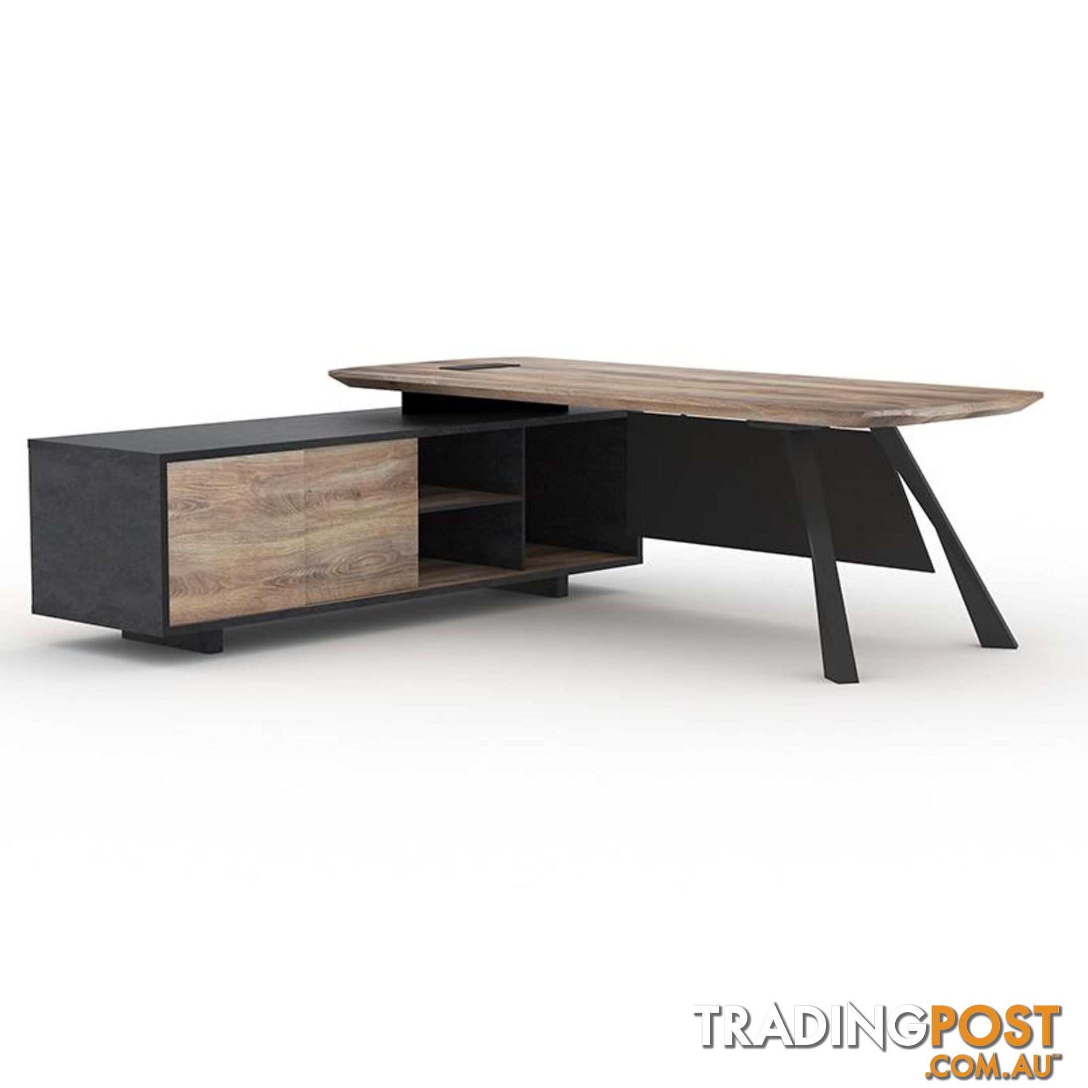 EASTON Executive Desk with Left Return 2.2M - Warm Oak & Black - WF-N2805-L - 9334719003931