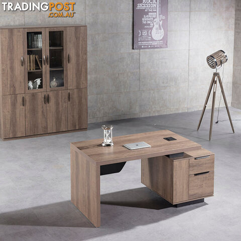 KELLEN Executive Desk with Right Return 1.6-1.8M - Warm Oak & Black - WF-M2508-R - 9334719011509