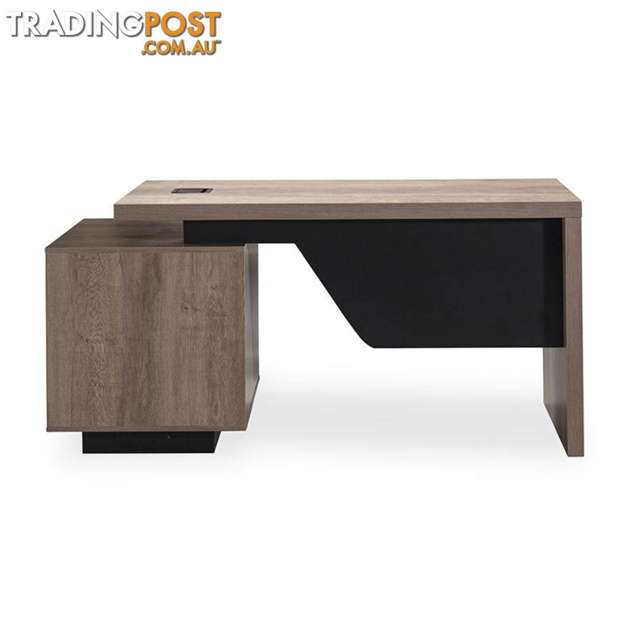 KELLEN Executive Desk with Right Return 1.6-1.8M - Warm Oak & Black - WF-M2508-R - 9334719011509