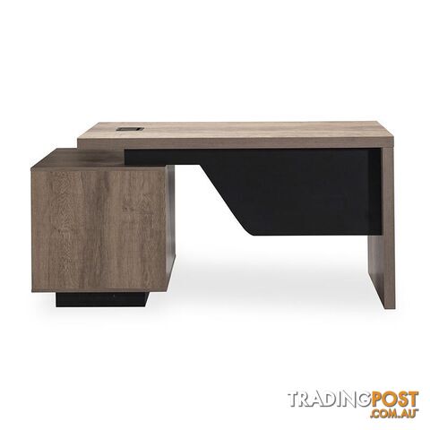 KELLEN Executive Desk with Right Return 1.6-1.8M - Warm Oak & Black - WF-M2508-R - 9334719011509