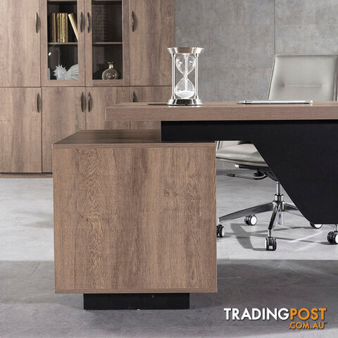 KELLEN Executive Desk with Right Return 1.6-1.8M - Warm Oak & Black - WF-M2508-R - 9334719011509