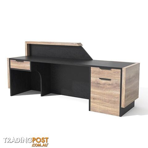 CONROY 2.4M Reception Desk Left Panel - Warm Oak & Black - WF-NT033-L - 9334719010168