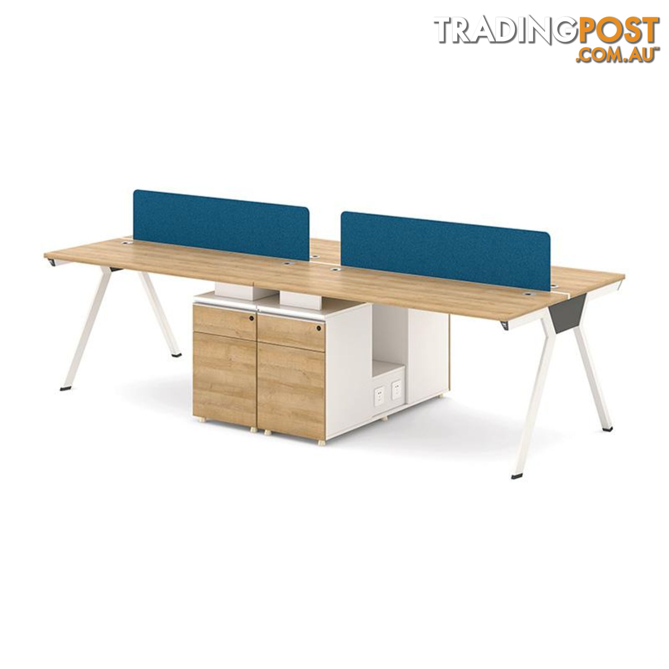 DARIAN 4 People Back to Back Workstation 2.4M - Kaldi & White - MF-22FKH461 - 9334719010496